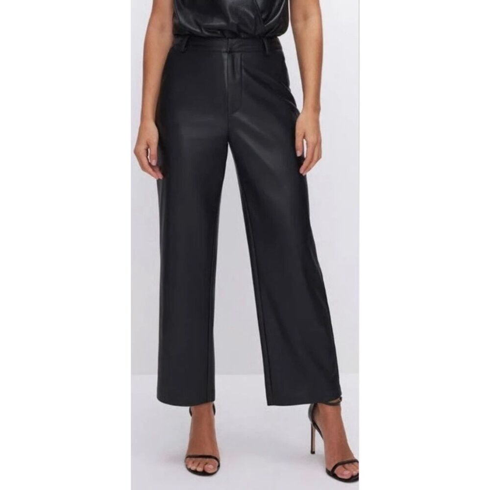 ✨Good American Faux Leather Wide Leg Crop Trousers Sz 12/31 Pants✨